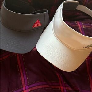 Bundle of 2 Adidas women’s Black and pink and White and teal Visor Duo